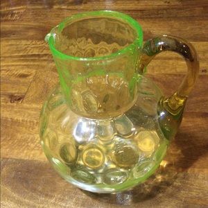Vintage Green Glass Pitcher